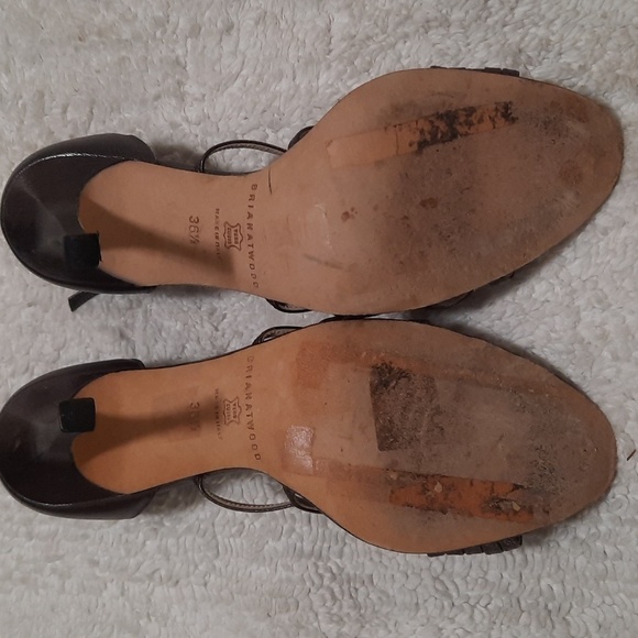 Brian Atwood Metallic Gray Strappy Heels - Picture 7 of 11